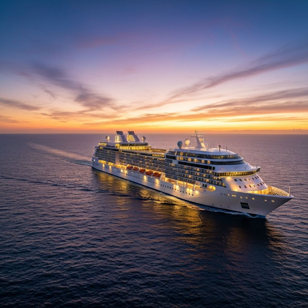 Круизный лайнер у горизонта